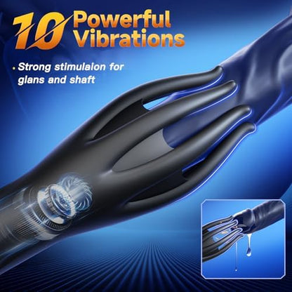 2-in-1 Male Vibrator & Masturbator - 10 Powerful Vibrations for Penis Training & Stimulation-LW