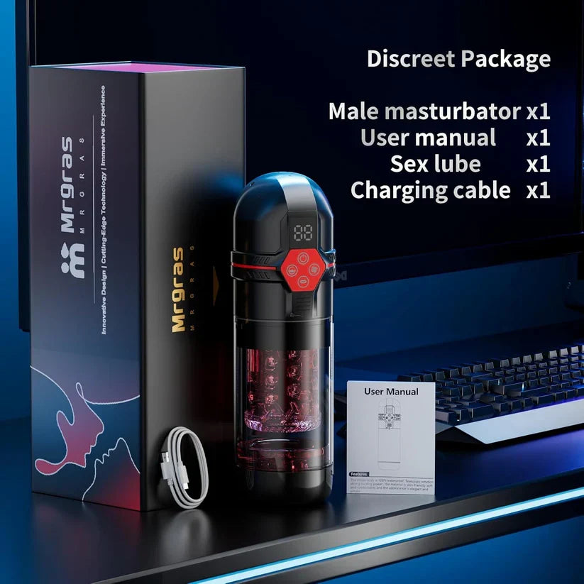 Superbuyg™Male Masturbator Penis Pump – 12-Level Vacuum, 7-Mode Thrusting, Rotating, Vibrating & Sucking with LCD Display,Star-starring identical mold production [free of tax]【❤️Discreet Shipping】