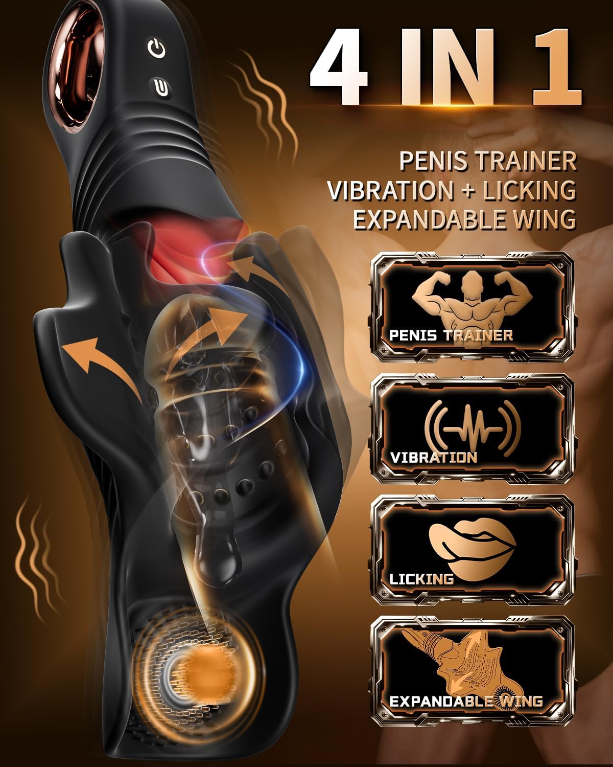 4-in-1 Male Glans Licking Exerciser with 10 Vibration and Licking Modes